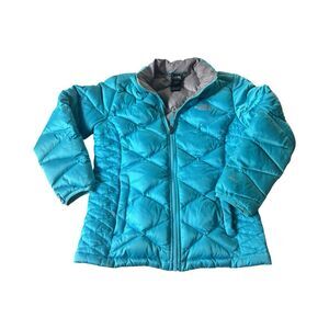 The North Face Girls L 14/16 Blue Goose Down 550 Quilted Puffer Coat Jacket Ski